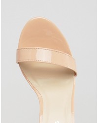 Glamorous Nude Patent Two Part Heeled Sandals