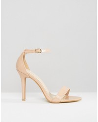 Glamorous Nude Patent Two Part Heeled Sandals
