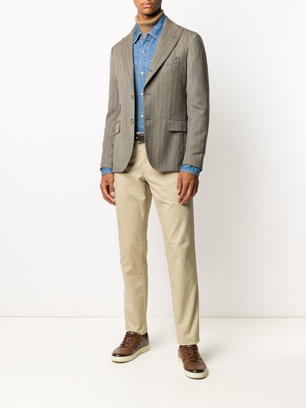 Eleventy Single Breasted Herringbone Blazer, $264 | farfetch.com ...