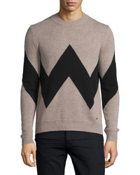Tan Herringbone Crew-neck Sweater