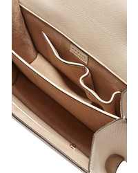 AERIN Rin Leather Trimmed Striped Straw Shoulder Bag Beige