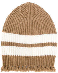 MSGM Striped Frayed Knitted Beanie