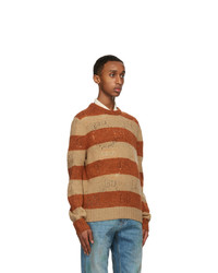 Gucci Beige And Orange Wool Striped Gg Sweater