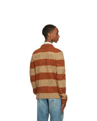 Gucci Beige And Orange Wool Striped Gg Sweater