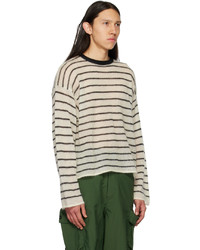 Sunnei Black Off White Striped Sweater
