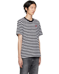 AMI Alexandre Mattiussi Black Ami De Cur Striped T Shirt