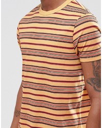 Asos Brand T Shirt In Retro Stripe In Camel