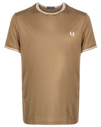 Fred Perry Logo Embroidered Striped Edge T Shirt