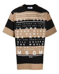 MSGM Striped Typography Print T Shirt