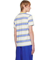 Marni Three Pack Blue Yellow Stripe T Shirts