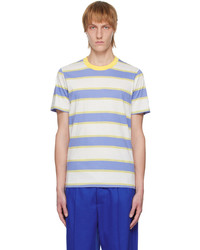 Marni Three Pack Blue Yellow Stripe T Shirts