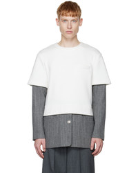 CALVINLUO White Gray Layered Long Sleeve T Shirt