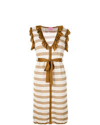 Tan Horizontal Striped Midi Dress