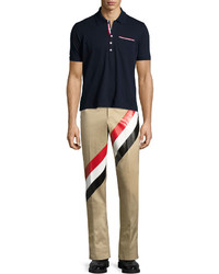 Thom Browne Diagonal Stripe Cotton Pants Khaki