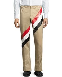 Thom Browne Diagonal Stripe Cotton Pants Khaki