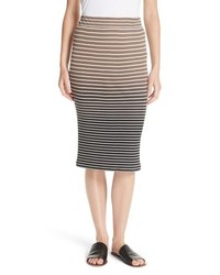 Tan Horizontal Striped Pencil Skirt