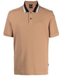 BOSS Striped Collar Cotton Polo Shirt