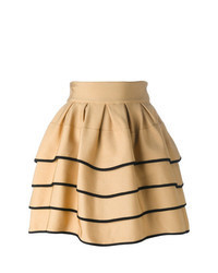 Tan Horizontal Striped Skater Skirt