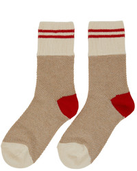 Marni Beige Red Striped Socks