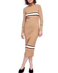 Tan Horizontal Striped Sweater Dress