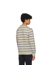 Ps By Paul Smith Beige And Navy Stripe Sweatshirt