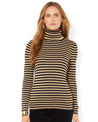 Lauren Ralph Lauren Petite Metallic Striped Turtleneck Sweater