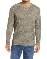 Tan Horizontal Striped V-neck Sweater