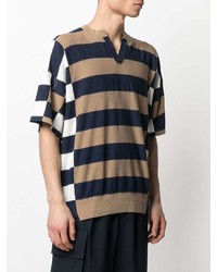 Maison Flaneur Stripe Pattern Cotton Polo Shirt