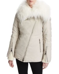 Moncler Choisia Asymmetric Zip Jacket W Fur Trim