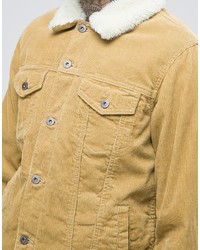 Asos Cord Western Jacket With Fleece Collar In Camel