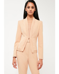 Missguided Nude Pleat Detail Tailored Jacket