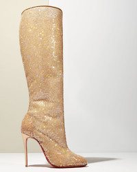Christian Louboutin Tennissina Sequined Red Sole Knee Boot Nude