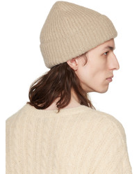Our Legacy Beige Ribbed Beanie