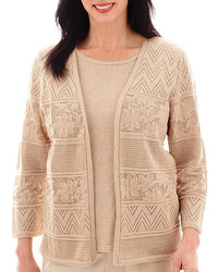 Alfred Dunner 34 Sleeve Pointelle Cardigan