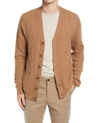 Nordstrom Cable Cardigan In Brown Bear Heather At