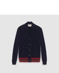 Gucci Cable Knit Cardigan With Web