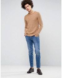 Selected Homme Crew Neck Knit In Chunky Rub With Raglan Sleeve