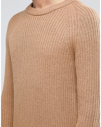 Selected Homme Crew Neck Knit In Chunky Rub With Raglan Sleeve