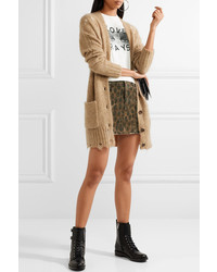 R 13 R13 Distressed Knitted Cardigan Camel