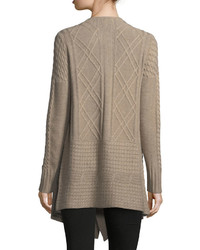 Neiman Marcus Cashmere Cable Knit Cardigan Tan