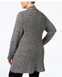 NY Collection Plus Size Marled Pointelle Fan Back Cardigan
