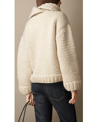 Burberry Brit Alpaca Wool Cable Knit Roll Neck Sweater