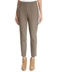 Peserico Side Zip Double Knit Cropped Pants Dark Taupe