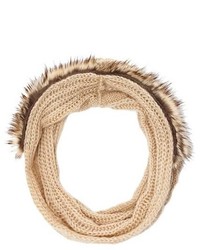 Charlotte Russe Faux Fur Trim Cable Knit Infinity Scarf