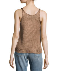 Vince Cable Knit Silk Crop Tank Top