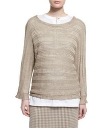 Misook Collection Round Neck Knit Sweater Almond