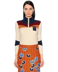 Stella Jean High Collar Knit Chenille Sweater