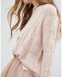 Pull&Bear Mixed Cable Knit Sweater