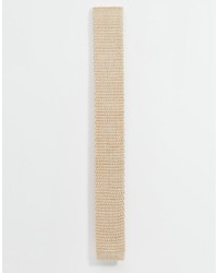 Asos Brand Knitted Tie In Champagne