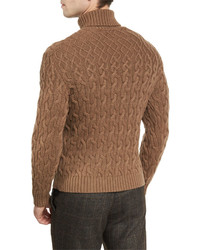 Etro Cable Knit Turtleneck Sweater Camel